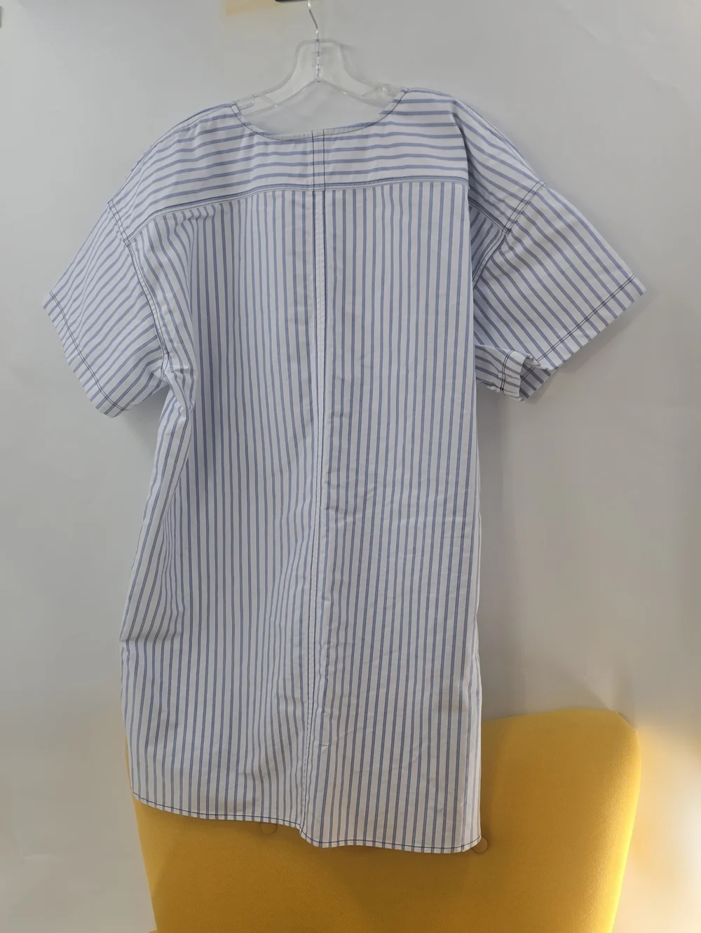 J. Crew Blue and White Striped Short-Sleeve Mini Dress